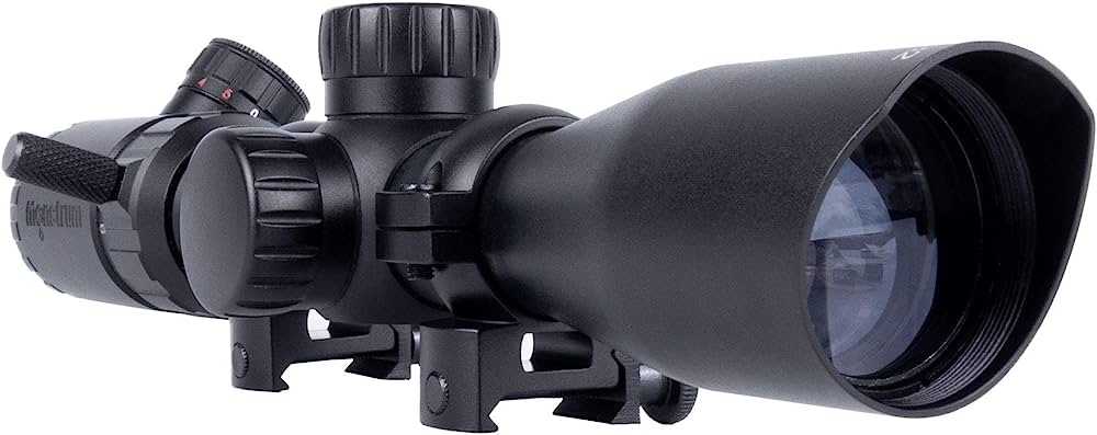 Monstrum 3-9x32 Rifle Scope with Rangefinder Reticle and High Profile Scope Rings